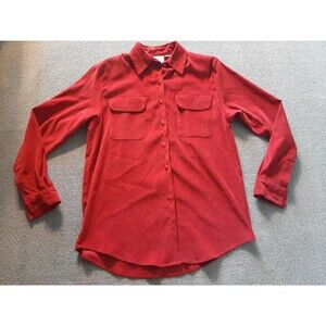 Liz Thomas Top Size S Small Button Up Long Sleeve Red Shirt Womans 2 Pocket